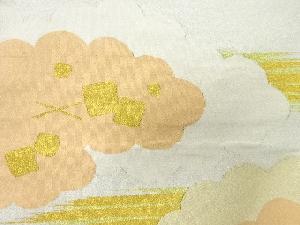 アンティーク　本綴れ雲に色紙散らし模様織出し名古屋帯